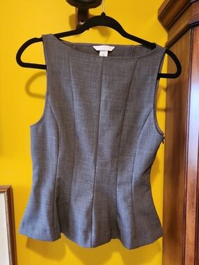 H&M Gray Sleeveless Peplum Dress Top